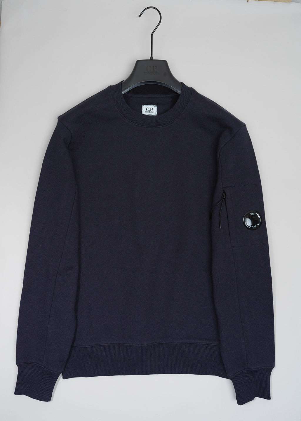 C.P. Company Diagonal Raised Fleece Lens Crew Sweat Navy