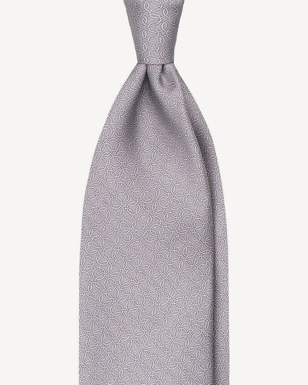 Viola Milano Chain Circle Selftipped Italian Silk Tie / Grey