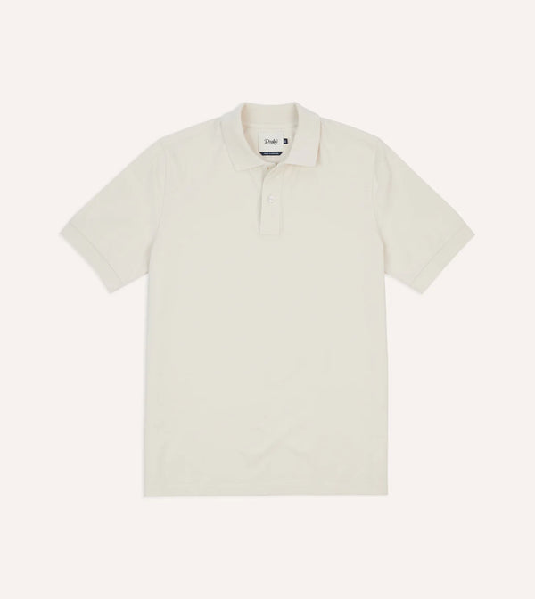 Drake's Washed Cotton Pique Shirt / White