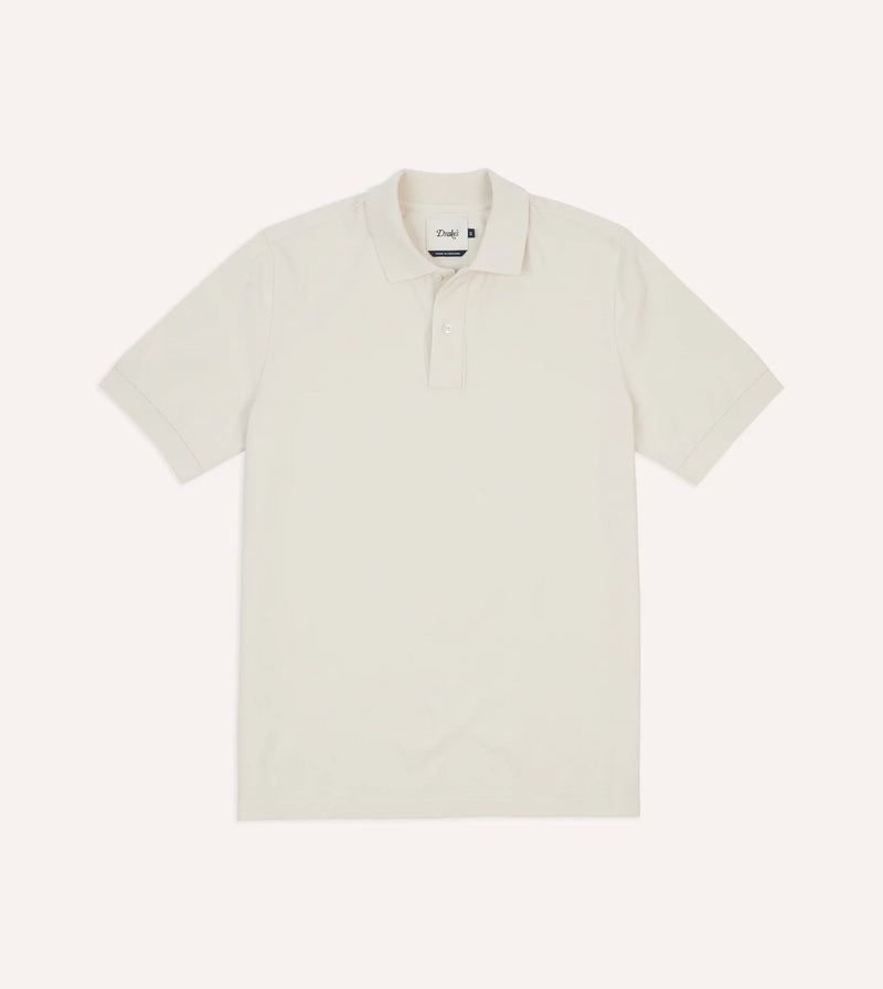 Drake's Washed Cotton Pique Shirt / White