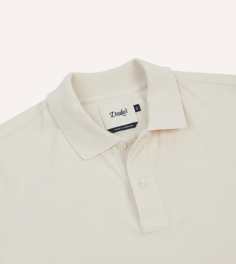 Drake's Washed Cotton Pique Shirt / White