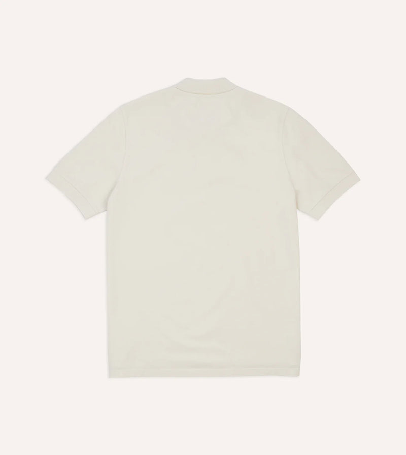 Drake's Washed Cotton Pique Shirt / White