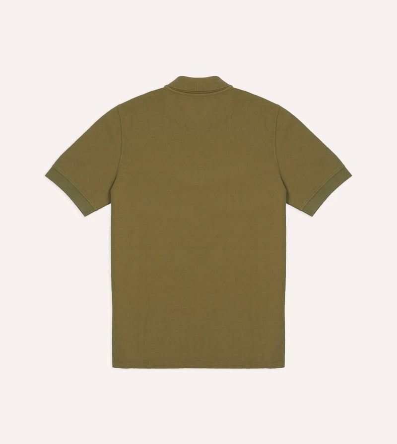 Drake's Washed Cotton Pique Shirt / Green