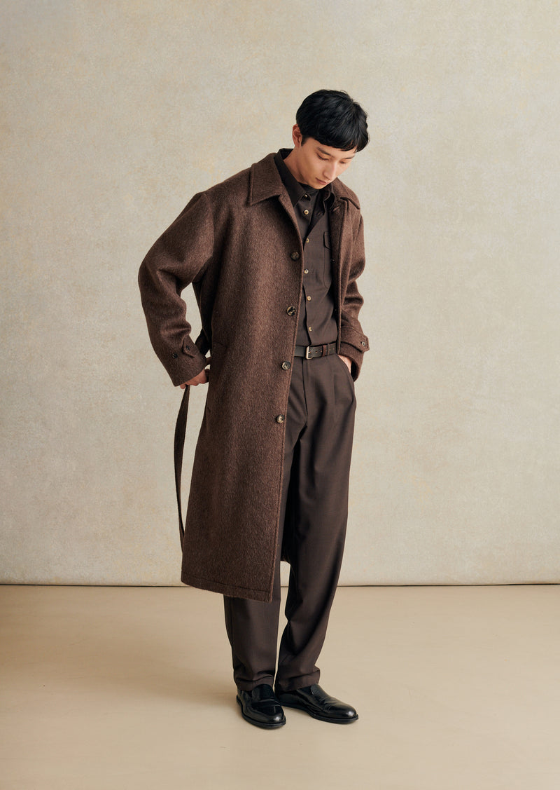 De Bonne Facture Mohair & Wool Overcoat / Bark Brown