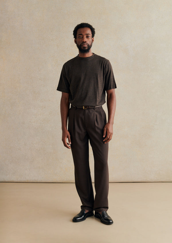 De Bonne Facture Two Pleat Trousers / Dark Brown