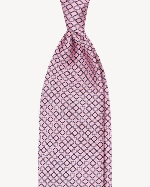 Viola Milano Mix Chain Selftipped Italian Silk Tie / Pink Mix