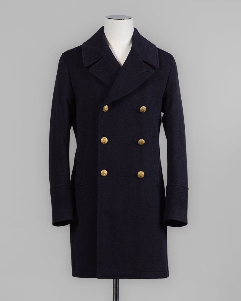 Back Length 95cm (Size 50)
Composition: 90% Wool 10% Cashmere
Lining: 100% Viscose
Padding: 100% Polyester
Model: 50164 Peacoat Lungo Maestrale
Article: 7627
Color: 91 / Navy Sealup Wool &amp; Cashmere Peacoat / Navy