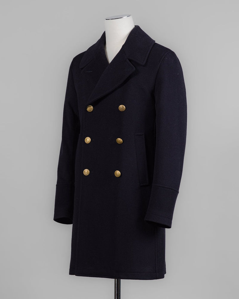 Back Length 95cm (Size 50)
Composition: 90% Wool 10% Cashmere
Lining: 100% Viscose
Padding: 100% Polyester
Model: 50164 Peacoat Lungo Maestrale
Article: 7627
Color: 91 / Navy Sealup Wool &amp; Cashmere Peacoat / Navy