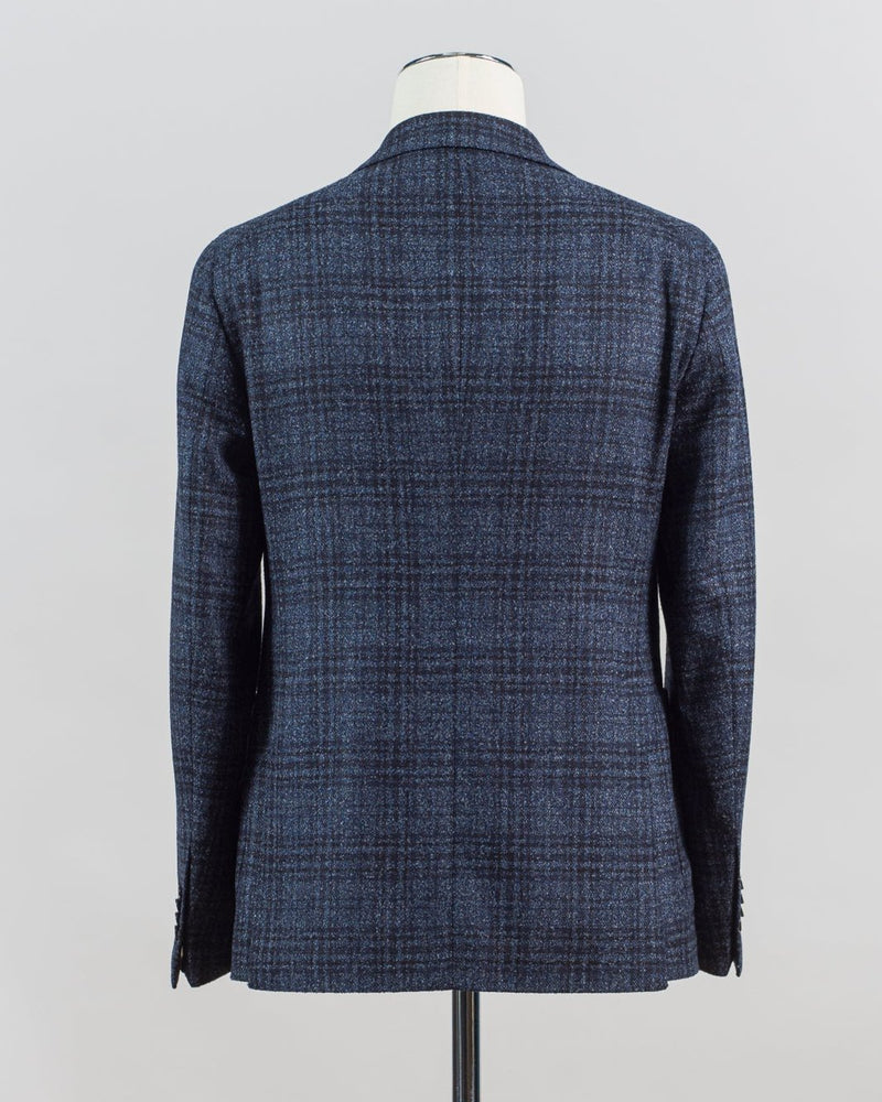 Composition: 86% Virgin wool 14% Polyester
Modello: Monte Carlo / 1SMC22K
Color: Blue / B1105
Unconstructed shoulder
Unlined
2 Buttons
Notch lapel
Patch pockets
Side vents
Made in Martina Franca, Italy Tagliatore Bouclé Check Jacket / Blue