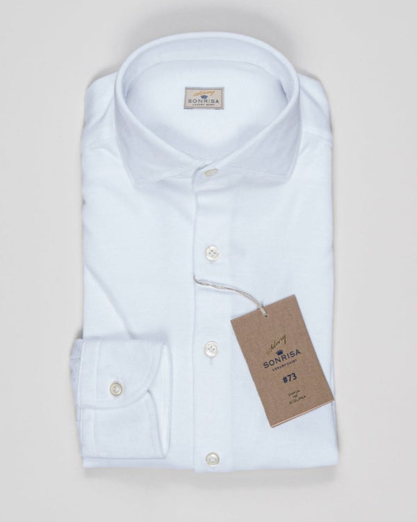 Sonrisa Silvery Line Shirt
Soft collar with removable collar bones&nbsp; / Collar B438&nbsp;
Long sleeves
Composition: 60% Cotton 40% Lyocell
Article: J731
Color: 01 / White
Made in Italy Sonrisa Cotton &amp; Lyocell Jersey Shirt / White