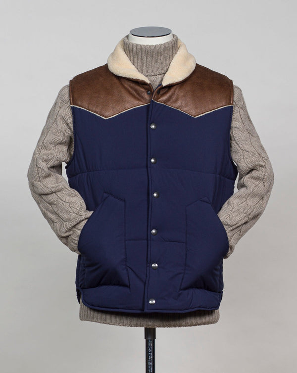 Article: 78143/69320  Color: 595 / Navy Faux Sheepskin Made in Italy Gran Sasso Western Gilet / Navy