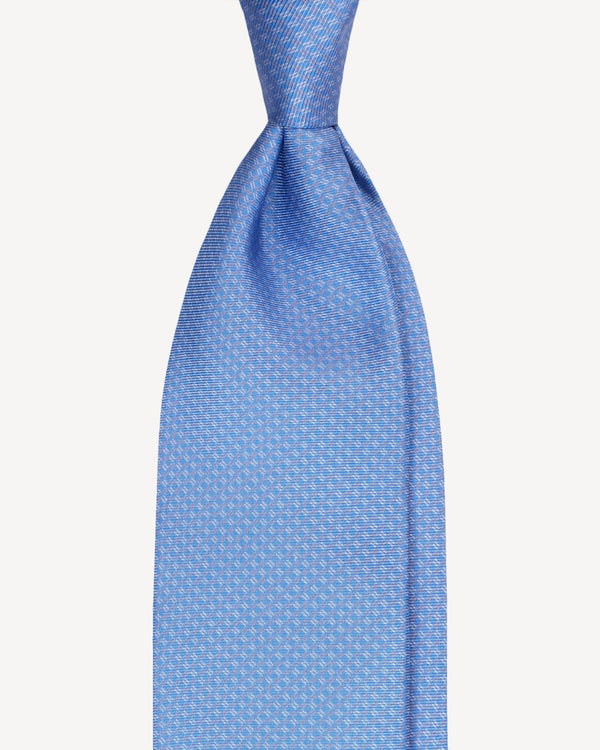 Viola Milano Square Pattern Selftipped Italian Silk Tie / Light Blue