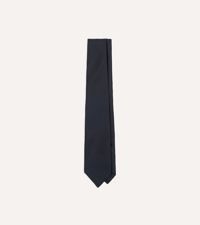 Drake's Silk Twill Tipped Tie / Navy