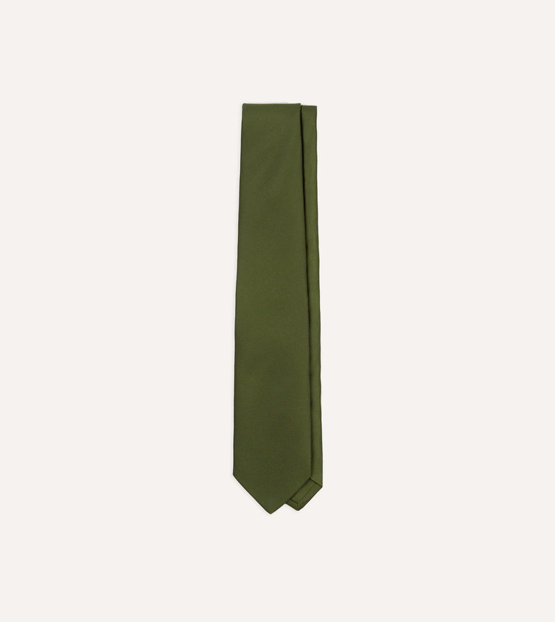 Drake's Silk Twill Tipped Tie / Green