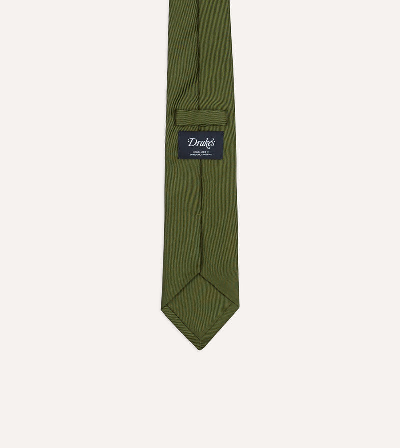 Drake's Silk Twill Tipped Tie / Green