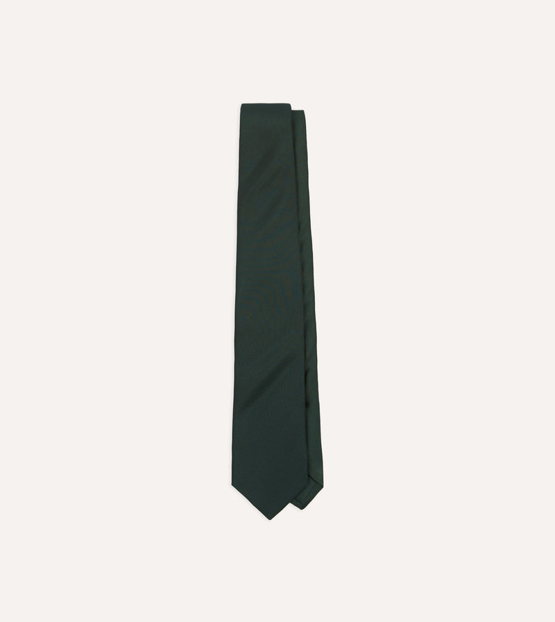 Drake's Silk Twill Tipped Tie / Bottle Green