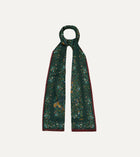 Drake's Floral Birds of Paradise Wool & Silk Scarf / Green