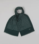 Drake's Polka Dot Wool Scarf / Green