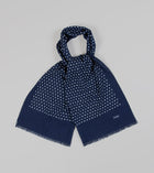 Drake's Polka Dot Wool Scarf / Navy