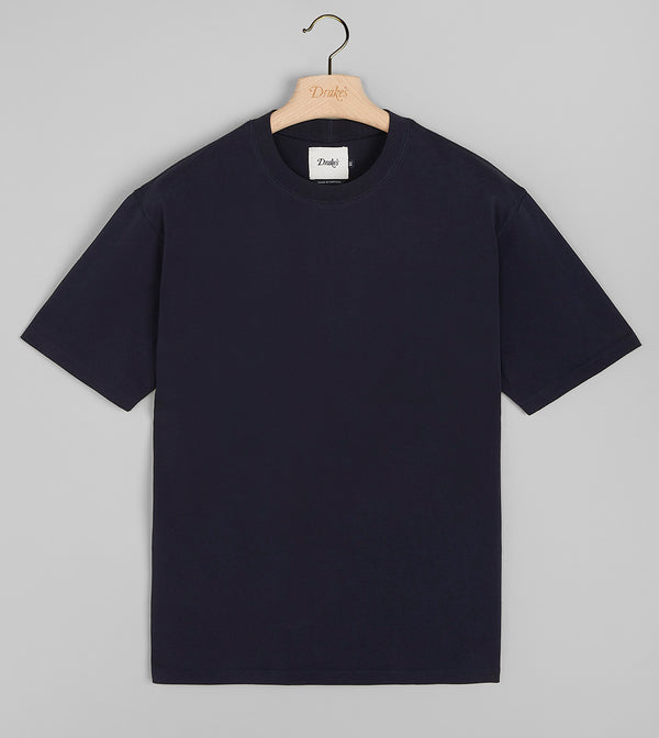 Drake's Cotton Crew Neck Hiking T-Shirt / Navy