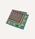 Drake's Floral Medallion Silk Pocket Square / Green, Red & Gold