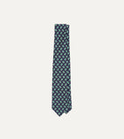 Drake's Jumbled Medallion Print Silk Self Tipped Tie / Navy