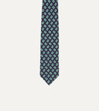 Drake's Jumbled Medallion Print Silk Self Tipped Tie / Navy