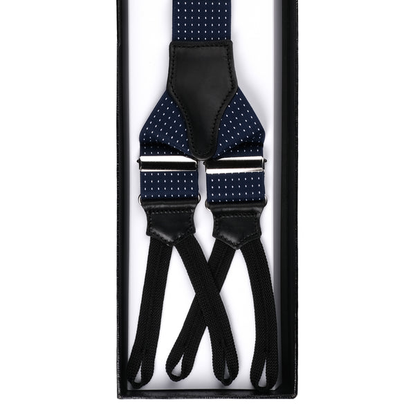 Viola Milano Classic Width Braces Braid Ends / Polka Dot Navy