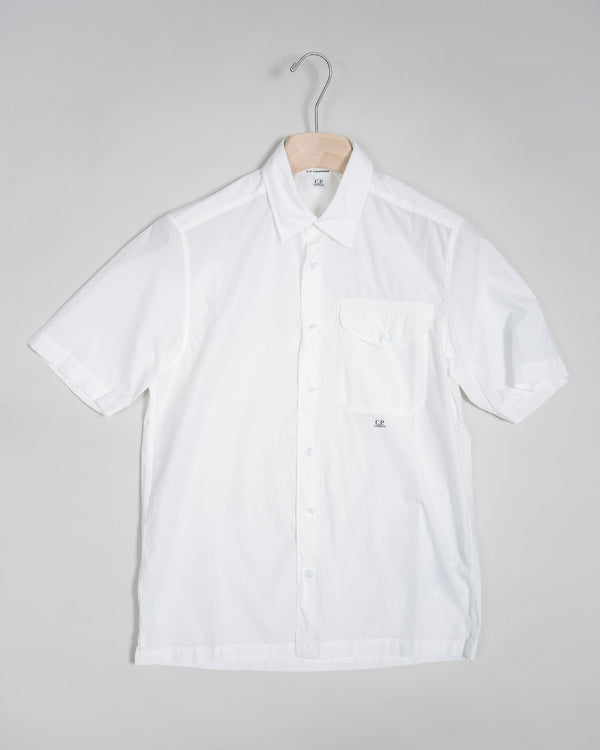 Art. 14CMSH354A 5328G Col. 103 Gauze White  C.P. Company Popeline Short Sleeve Shirt / Gauze White